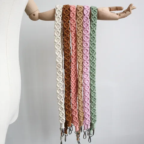 Handmade Woven Phone Lanyard Keychain Bohemian Macrame Wrist Strap Crossbody Shoulder Strap Cotton Rope Key Ring Holder