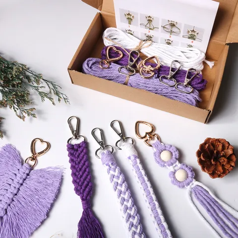 DIY Cotton Rope Woven Keychain Material Pack Handmade Phone Strap Bag Charm Craft Accessories For Creative Crafting