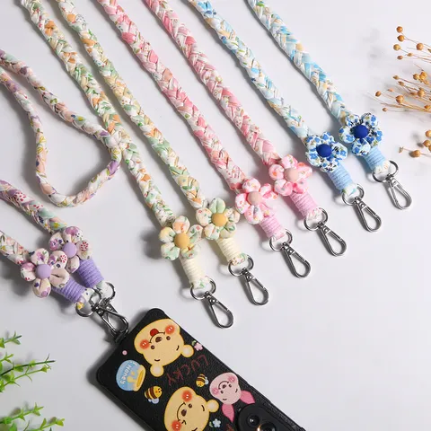 Bohemian Woven Floral Phone Lanyard Pastoral Style Daisy Crossbody Neck Camera Bag Strap Summer Accessory For Women