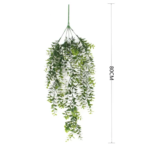 80cm Artificial Persian Leaf Hanging Plants Fake Green Vine Plastic Foliage For Home Wall Garden Outdoor Decoration