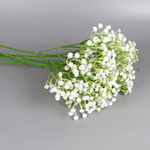 Gipsófila Artificial Realista de Tallo Único Flor de Plástico PU para Decoración de Boda Fiesta Hogar Oficina Blanco
