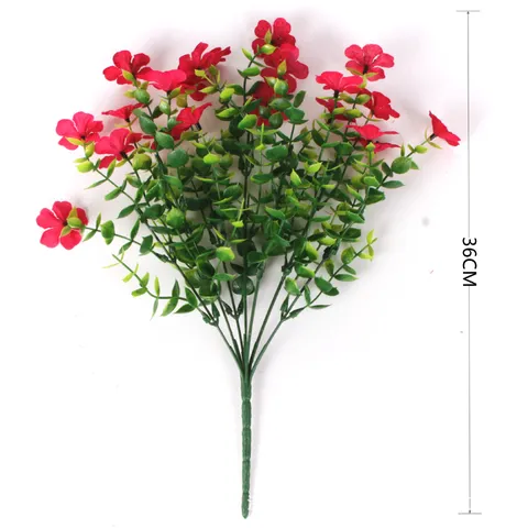 Artificial Eucalyptus Violet Flowers Faux Plastic Plants For Home Garden Wedding Decor Multi-Fork Simulation Greenery Bunch