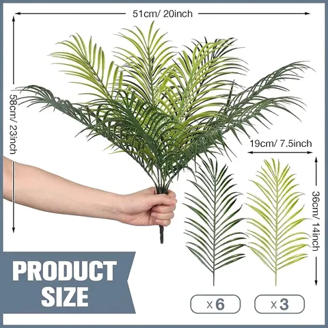 9 Heads Artificial Areca Palm Leaves Tropical Faux Fern Cycad Plant For Wedding Wall Decoration Photography Props Home Decor