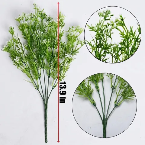 Artificial 5-fork Plastic Spring Grass Greenery Plant For Home Garden Wall Decoration Outdoor Simulation Flowers Decorative Green Plant