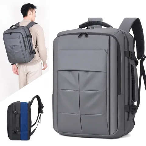 Heren Minimalistische Zakelijke Rugzak USB Oplaadpoort Grote Capaciteit Laptoptas Uitbreidbaar Oxford Doek Reisrugzak Schooltas