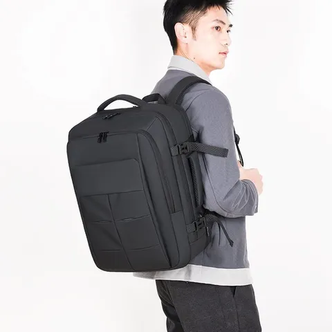 Heren Minimalistische Zakelijke Rugzak USB Oplaadpoort Grote Capaciteit Laptoptas Uitbreidbaar Oxford Doek Reisrugzak Schooltas