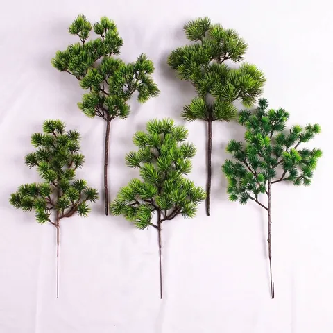 Artificial Pine Branches Plastic Fake Greenery Stems For Home Decor Classical Chinese Style Welcoming Bonsai Decoration