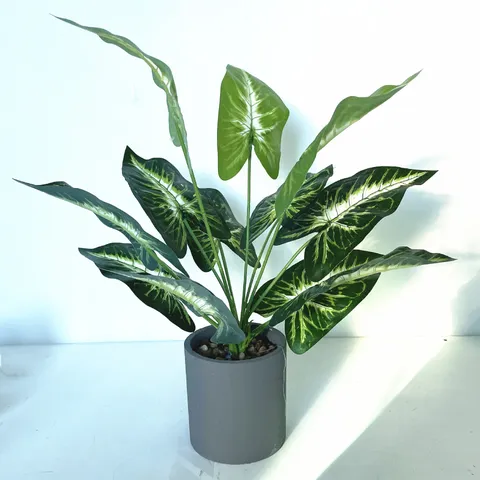 Artificial Potted Plants Small Fake Greenery Monstera Calla Lily Leaf Tabletop Decor for Home Office Room Indoor Decoration