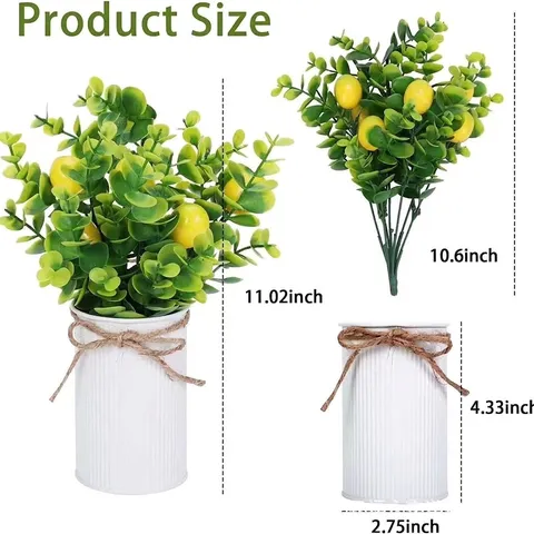 Pastoral Artificial Lemon Strawberry Fruit Potted Plant In White Metal Pot With Hemp Rope Bow Desktop Decor Plastic Iron Fake Greenery