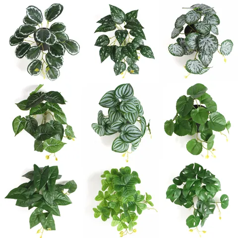 Artificial Monstera Watermelon Leaf Plant Branch For Home Decor Glue Coated Texture Faux Greenery Plastic Leaf Decor Without Pot