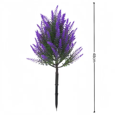 Lavanda Artificial PE Planta de Simulación Flor Púrpura Estaca Para Jardín Hogar Sala de Estar Decoración Estilo Pastoral Arreglo Floral de Lavanda