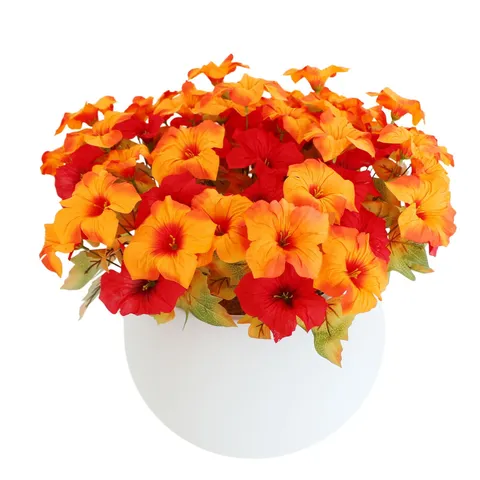 Artificial Morning Glory Flowers 7 Forks Silk Flowers Autumn Faux Morning Glory Bouquet For Home Outdoor Garden Decor