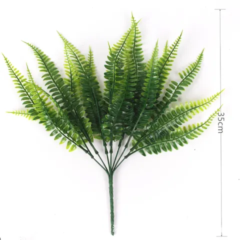 Artificial Fern Leaves Plastic Boston Fern Plant Stem Artificial Greenery For Home Wall Decor Wedding Indoor Outdoor Floral Arrangement