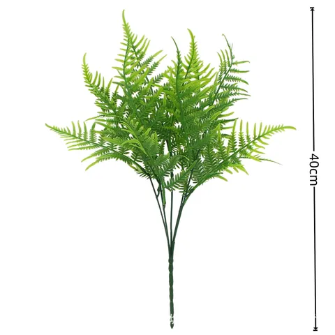 Pianta Verde Finta in Plastica Felce Boston PE Artificiale 5 Forche Ramo di Foglie False Boston Per Decorazione Festa Matrimonio Ufficio Casa