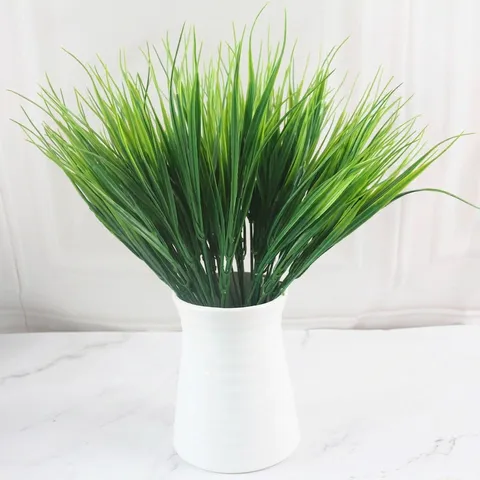 Artificial 7 Fork Green Water Grass Plastic Plant Home Office Garden Decoration Simulation Grass Fake Plant Greenery Accessory