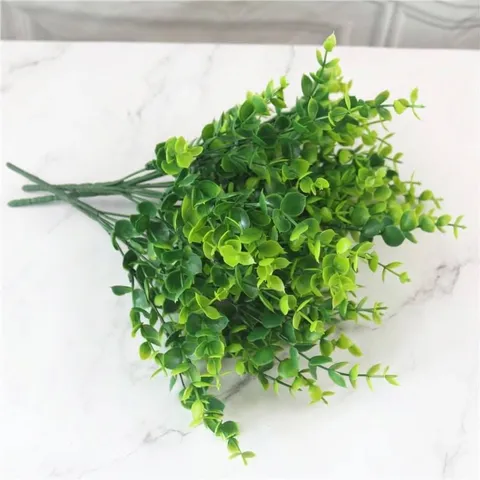 Nordic Plastic Artificial Eucalyptus Branches Gradient Green Fake Money Leaves Decorative Silk Bush Plant Wall Material For Home Outdoor Decor