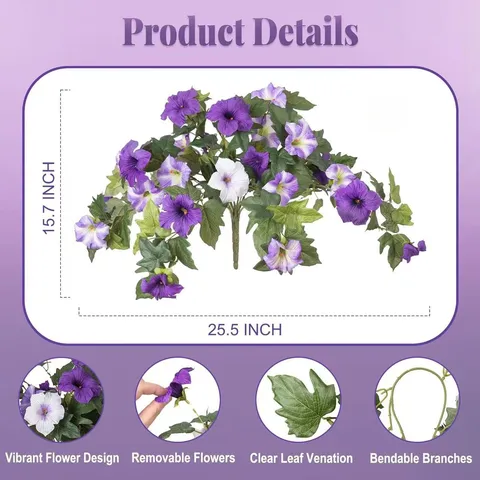 Artificial Morning Glory Silk Flower Hanging Vine Fake Floral Bouquet For Home Wall Garden Decor Pastoral Style