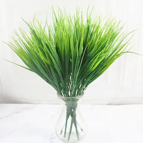Artificial 7 Fork Green Water Grass Plastic Plant Home Office Garden Decoration Simulation Grass Fake Plant Greenery Accessory