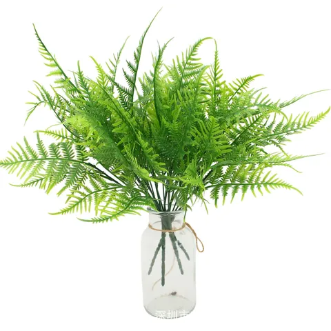 Pianta Verde Finta in Plastica Felce Boston PE Artificiale 5 Forche Ramo di Foglie False Boston Per Decorazione Festa Matrimonio Ufficio Casa