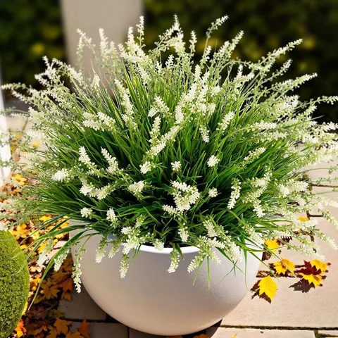 Artificial Lavender Bouquet Fake Flowers Plastic Fabric Plant For Home Decor Restaurant Hotel Wedding Party Outdoor