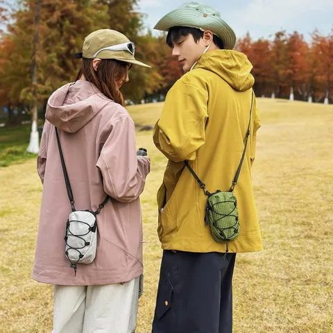 Tactische Mini Crossbody Telefoontas Heren Dames Outdoor Sport Schieten Kleine Nylon Grid Opbergtas Reisetui