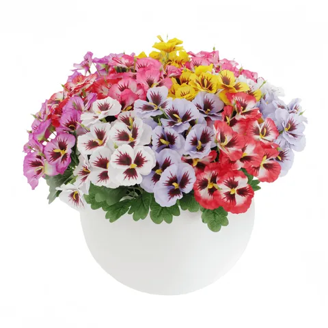 Artificial Pansy Flower Bouquet Silk Simulated Plant Floral For Home Indoor And Outdoor Garden Wedding Decoration