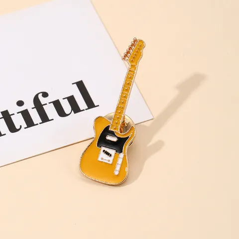 Creative Electric Guitar Brooch Pin Alloy Enamel Musical Instrument Badge For Clothing Bag Shoes Decoration Unisex Jewelry