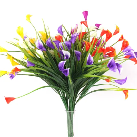 Artificial Calla Lily Bunch Five Prongs Plastic Greenery Flower For Home Garden Wedding Decor Indoor Outdoor Decoration