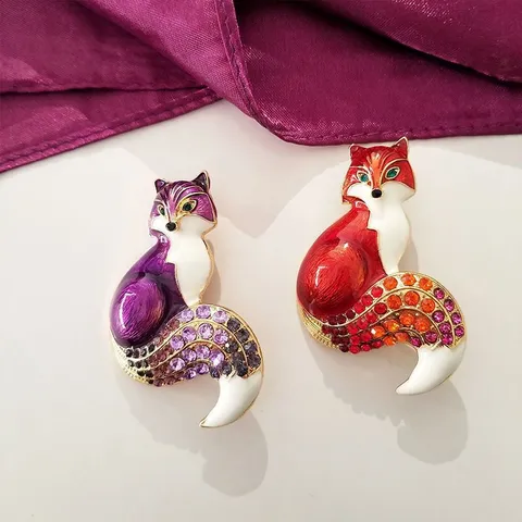 Spilla Volpe in Lega Smaltata Vintage Con Strass Spilla da Bavero Animale per Donna Accessori Stile Retro Gioielli da Festa Banchetto