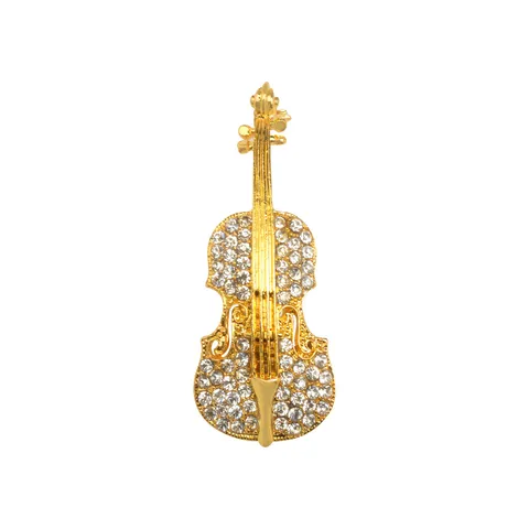 Fashion Alloy Rhinestone Violin Brooch Pin Elegant Musical Note Corsage Scarf Buckle Jacket Jewelry Gift For Women Men