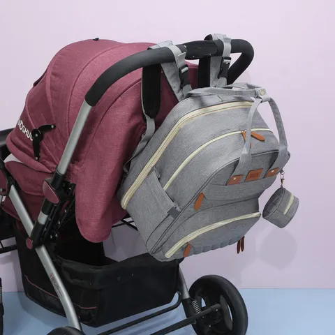 Multifunctional Diaper Bag Backpack with Foldable Crib Large Capacity Oxford Fabric Mummy Bag with USB Charging Port
