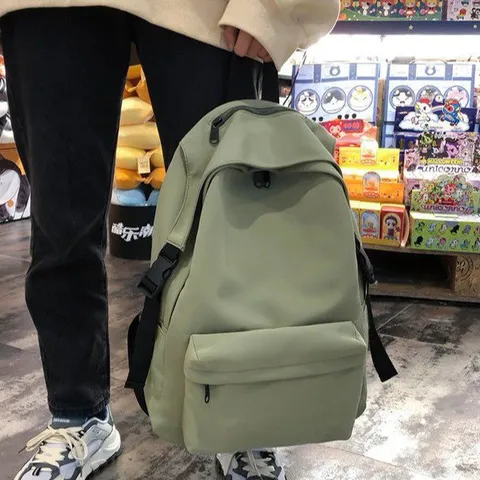 Japanese Korean Style Nylon Solid Color Backpack Waterproof Lightweight Student School Bag University Couple Casual Daypack
