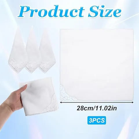 Fazzoletto Bianco in Puro Cotone Bordo in Pizzo Quadrato Hanky Ricamo DIY Asciugamano Viso Per Uso Quotidiano