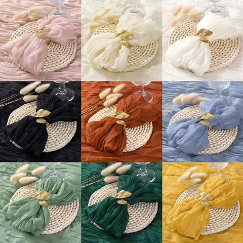 Bohemian Gekreukte Voile Stoffen Servetten Herbruikbare Zachte Stof Diner Servetten Voor Bruiloft Feest Tafeldecoratie