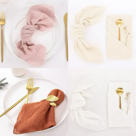Servilletas de Tela de Algodón y Lino con Flecos Bordes Deshilachados Servilletas Decorativas para Bodas Banquetes Decoración de Mesa