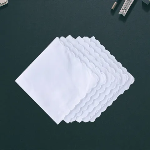 Fazzoletto Bianco in Puro Cotone Bordo Smerlato fazzoletto da Taschino Tessuto di Cotone per Ricamo Fai da Te Uso Quotidiano