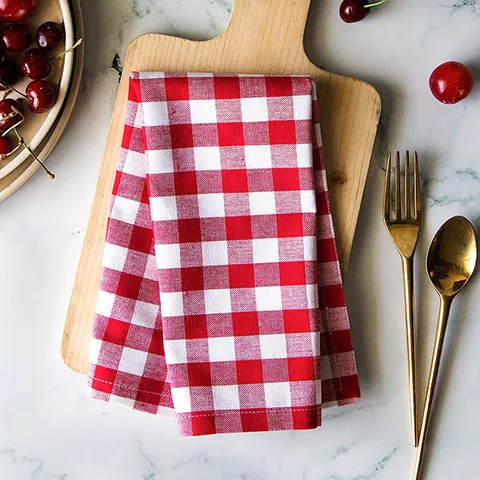 Buffalo Plaid Checkered Kitchen Napkin Table Decor Polyester Cotton Blend Absorbent Tea Towel For Food Photography Background Dining Room Kitchen Accessory