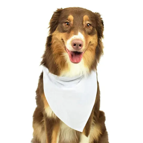 Foulard Triangle pour Chien de Compagnie en Polyester Blanc Uni Réglable DIY Transfert thermique Bavoir pour Chien Accessoires