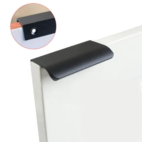 Modern Minimalist Aluminum Alloy Hidden Cabinet Handles Embedded Drawer Finger Pulls Curved Edge Wardrobe Door Knobs Furniture Hardware
