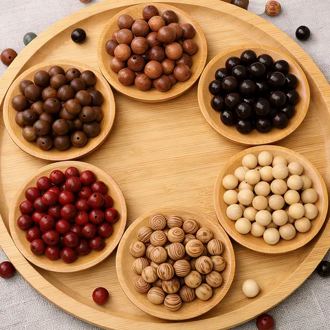 Natural Wood Loose Beads Polished Round Sandalwood Beads For DIY Jewelry Making Buddha Prayer Beads Accessory