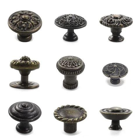 European Vintage Zinc Alloy Cabinet Handles Antique Bronze Drawer Knobs Furniture Hardware For Wardrobe Dresser TV Stand Pulls