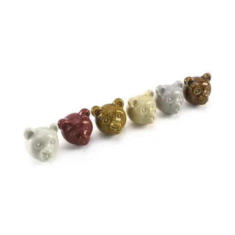Cute Cartoon Bear Ceramic Cabinet Knobs Animal Shaped Drawer Pulls Nordic Style Furniture Handles For Kids Room Wardrobe