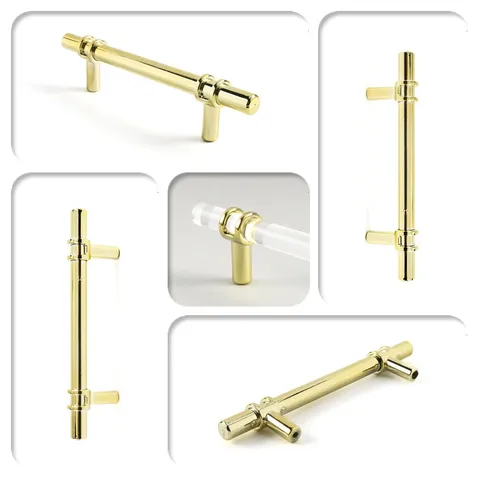 Tirador Moderno de Acrílico para Muebles Tirador de Cajón Dorado para Armario Ropero Bandeja Tirador Transparente
