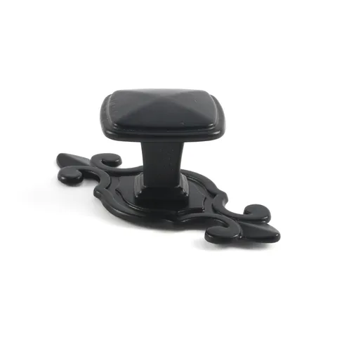 Vintage Zinc Alloy Cabinet Handles European Single Hole Drawer Knobs Matte Black Retro Dresser Cupboard Pulls Hardware With Base