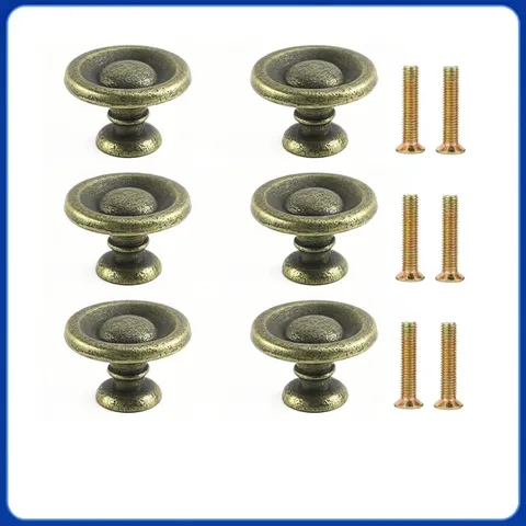 Vintage Zinc Alloy Cabinet Knobs Antique Bronze Single Hole Furniture Pull Handle Ball Shaped Hardware For Drawer Wardrobe Door Cupboard