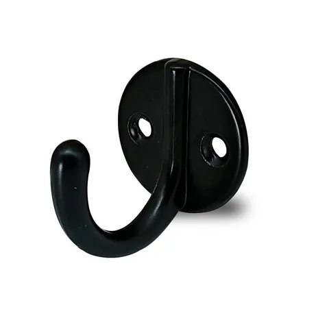 Matte Black Zinc Alloy Robe Hook Round Base Wall Mounted Single Coat Hook For Bathroom Kitchen Bedroom Door Hanger