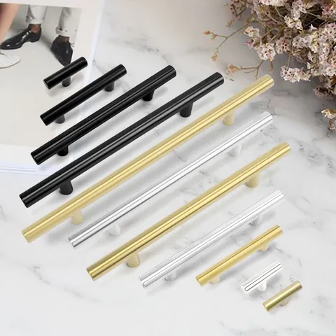 Modern Minimalist Stainless Steel Long Strip Cabinet Handle Furniture Drawer Wardrobe Door Pull Brushed Silver Black Gold Hardware