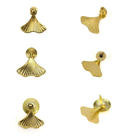Tirador Colgante en Forma de Hoja de Ginkgo Abanico Dorado Aleación de Zinc para Cajón de Armario Joyero Herraje Muebles