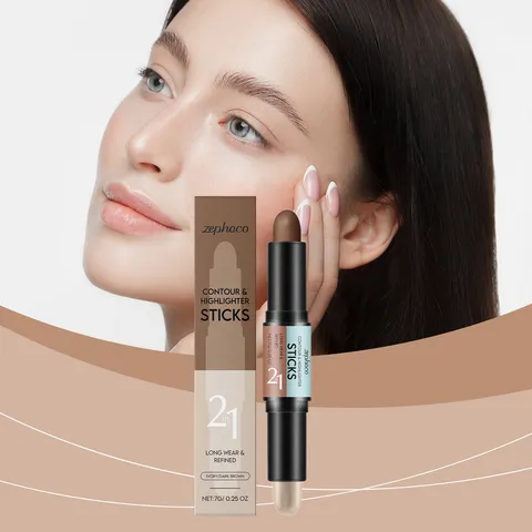 Double Ended Contour And Highlighter Stick Two In One Cream Contour Pen Waterproof Long Lasting Face Makeup
