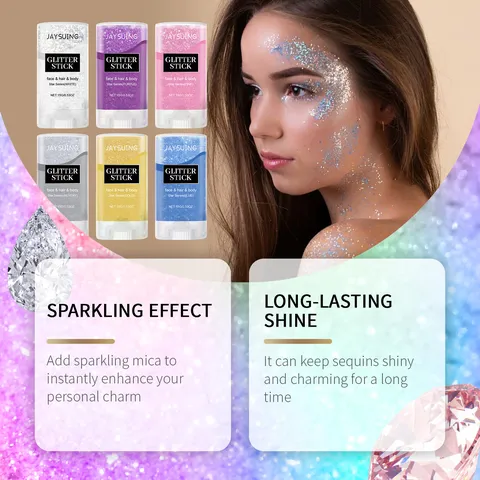 Jaysuing Glitter Stick Face Body Hair Highlighter Makeup Holographic Sequins Liquid Gel Shimmer Glow Cosmetic